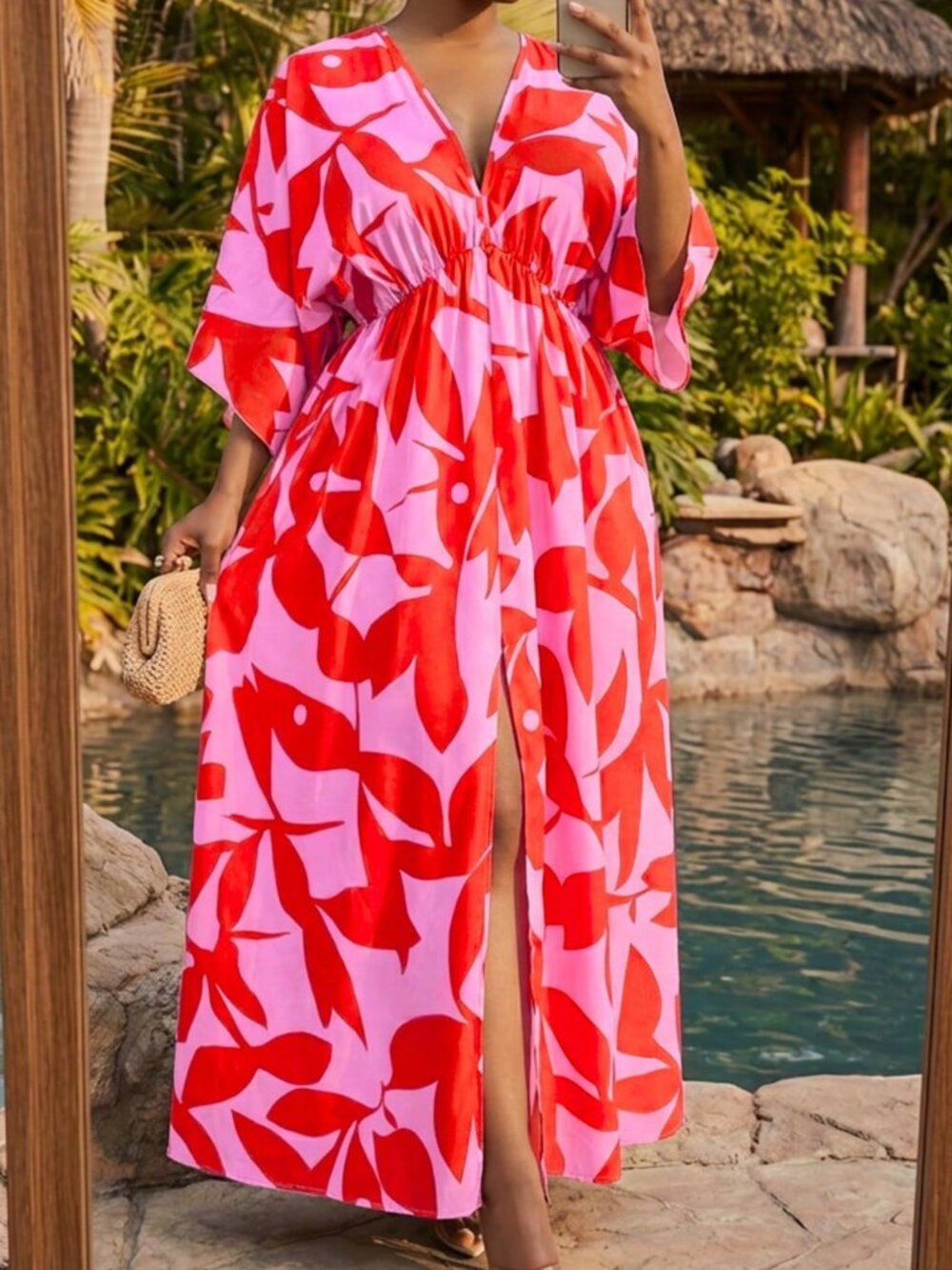 Multicolor Boho Women's Plus Size Floral Maxi Dress - Picture 4 of 6